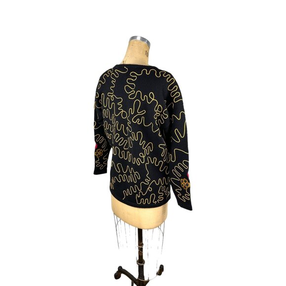 Wool sweater pullover jumper embroidered floral by Sigrid Olsen Size M - Picture 7 of 9